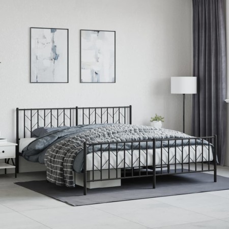 vidaXL Bettgestell mit Kopf- und Fußteil Metall Schwarz 180x200 cm