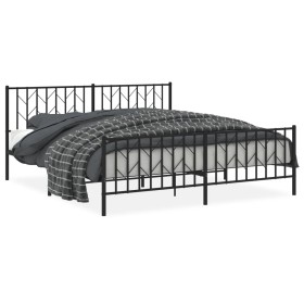 vidaXL Bettgestell mit Kopf- und Fußteil Metall Schwarz 180x200 cm