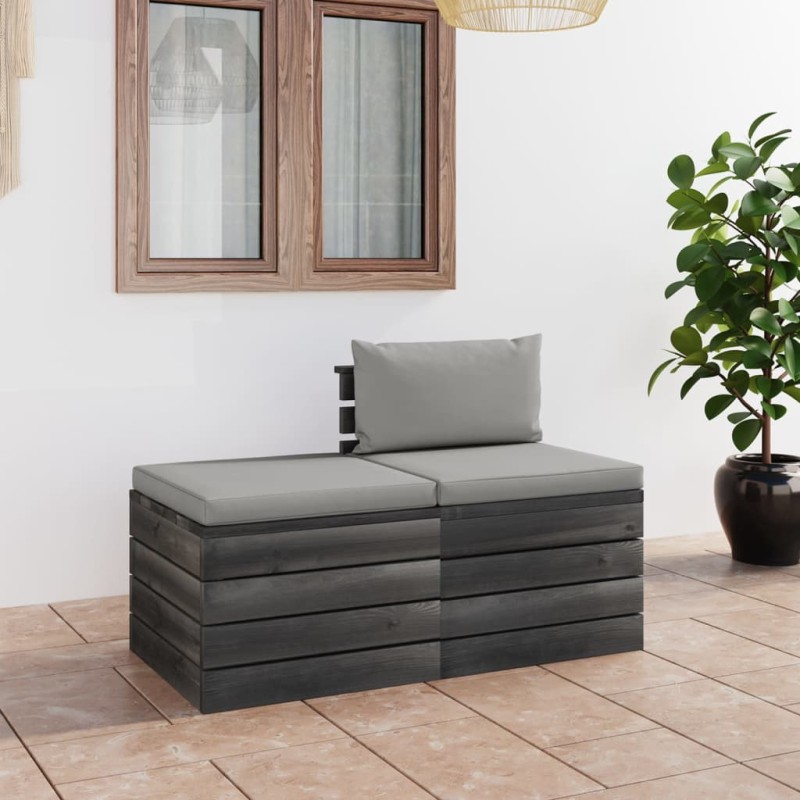 2-tlg. Garten-Sofagarnitur aus Paletten mit Kissen Kiefernholz 2-tlg. Garten-Sofagarnitur aus Paletten mit Kissen Kiefernholz