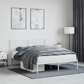 vidaXL Bettgestell mit Kopfteil Metall Weiß 140x190 cm