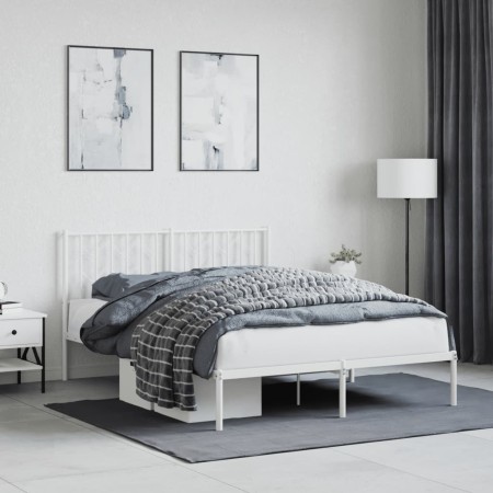 vidaXL Bettgestell mit Kopfteil Metall Weiß 140x190 cm
