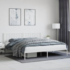 vidaXL Bettgestell mit Kopfteil Metall Weiß 193x203 cm