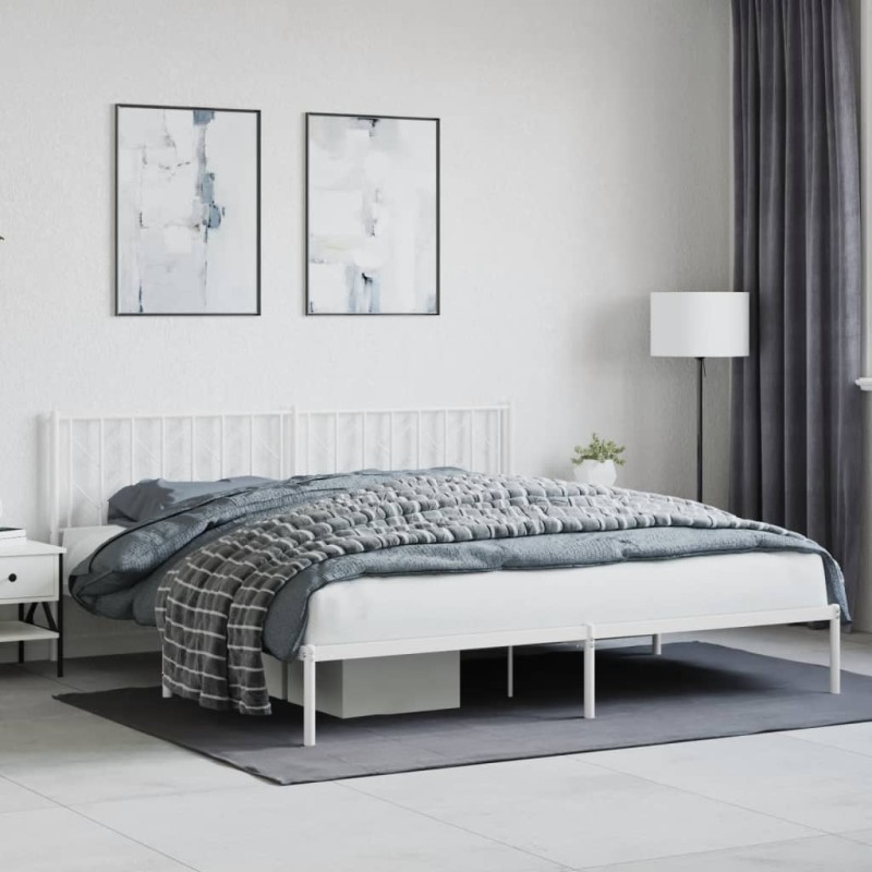 vidaXL Bettgestell mit Kopfteil Metall Weiß 193x203 cm vidaXL Bettgestell mit Kopfteil Metall Weiß 193x203 cm