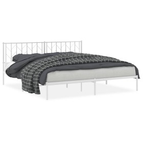 vidaXL Bettgestell mit Kopfteil Metall Weiß 193x203 cm