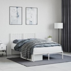 vidaXL Bettgestell mit Kopfteil Metall Weiß 120x200 cm