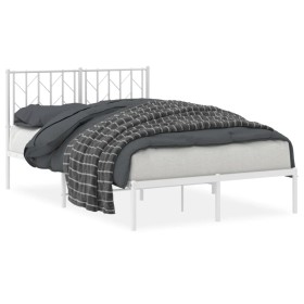 vidaXL Bettgestell mit Kopfteil Metall Weiß 120x200 cm