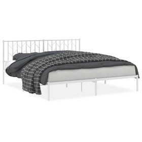 vidaXL Bettgestell mit Kopfteil Metall Weiß 180x200 cm