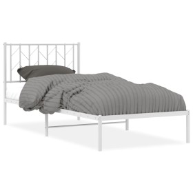 vidaXL Bettgestell mit Kopfteil Metall Weiß 90x190 cm