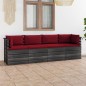 vidaXL Garten-Palettensofa 4-Sitzer mit Kissen Kiefer Massivholz vidaXL Garten-Palettensofa 4-Sitzer mit Kissen Kiefer Massivholz