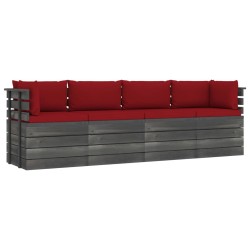 vidaXL Garten-Palettensofa 4-Sitzer mit Kissen Kiefer Massivholz