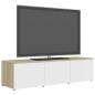 vidaXL TV-Schrank Weiß und Sonoma-Eiche 120x34x30 cm Holzwerkstoff vidaXL TV-Schrank Weiß und Sonoma-Eiche 120x34x30 cm Holzwerkstoff
