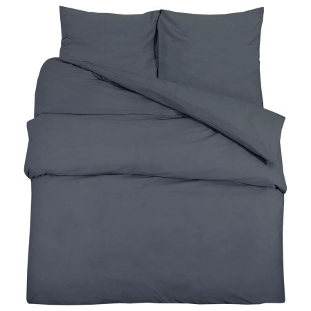 vidaXL Bettwäsche-Set Anthrazit 200x220 cm Baumwolle