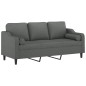 vidaXL 3-Sitzer-Sofa mit Zierkissen Dunkelgrau 180 cm Stoff vidaXL 3-Sitzer-Sofa mit Zierkissen Dunkelgrau 180 cm Stoff