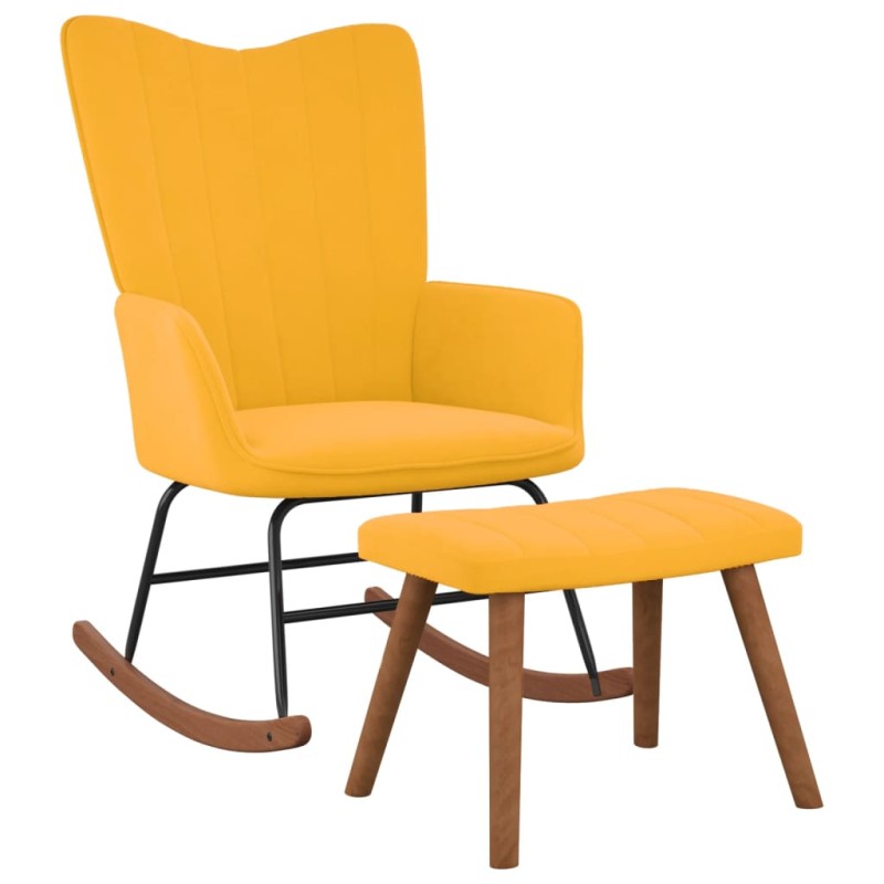 vidaXL Schaukelstuhl mit Hocker Senfgelb Samt vidaXL Schaukelstuhl mit Hocker Senfgelb Samt