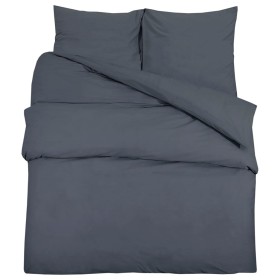 vidaXL Bettwäsche-Set Anthrazit 260x220 cm Baumwolle