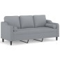vidaXL 3-Sitzer-Sofa mit Zierkissen Hellgrau 180 cm Stoff vidaXL 3-Sitzer-Sofa mit Zierkissen Hellgrau 180 cm Stoff
