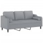 vidaXL 3-Sitzer-Sofa mit Zierkissen Hellgrau 180 cm Stoff vidaXL 3-Sitzer-Sofa mit Zierkissen Hellgrau 180 cm Stoff