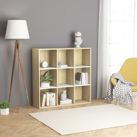 vidaXL Bücherregal Weiß Sonoma-Eiche 98x30x98 cm Holzwerkstoff