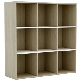 vidaXL Bücherregal Weiß Sonoma-Eiche 98x30x98 cm Holzwerkstoff