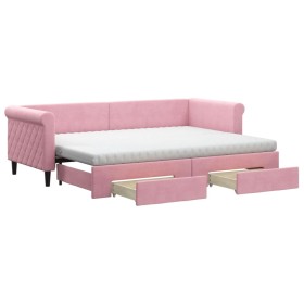 vidaXL Tagesbett Ausziehbar mit Schubladen Rosa 80x200 cm Samt
