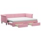 vidaXL Tagesbett Ausziehbar mit Schubladen Rosa 80x200 cm Samt vidaXL Tagesbett Ausziehbar mit Schubladen Rosa 80x200 cm Samt