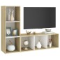 vidaXL TV-Schränke 2 Stk. Weiß Sonoma-Eiche 107x35x37 cm Holzwerkstoff vidaXL TV-Schränke 2 Stk. Weiß Sonoma-Eiche 107x35x37 cm Holzwerkstoff