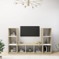 vidaXL TV-Schränke 3 Stk. Weiß Sonoma-Eiche 107x35x37 cm Holzwerkstoff vidaXL TV-Schränke 3 Stk. Weiß Sonoma-Eiche 107x35x37 cm Holzwerkstoff