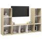 vidaXL TV-Schränke 3 Stk. Weiß Sonoma-Eiche 107x35x37 cm Holzwerkstoff vidaXL TV-Schränke 3 Stk. Weiß Sonoma-Eiche 107x35x37 cm Holzwerkstoff