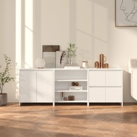 vidaXL 3-tlg. Sideboard Hochglanz-Weiß Holzwerkstoff