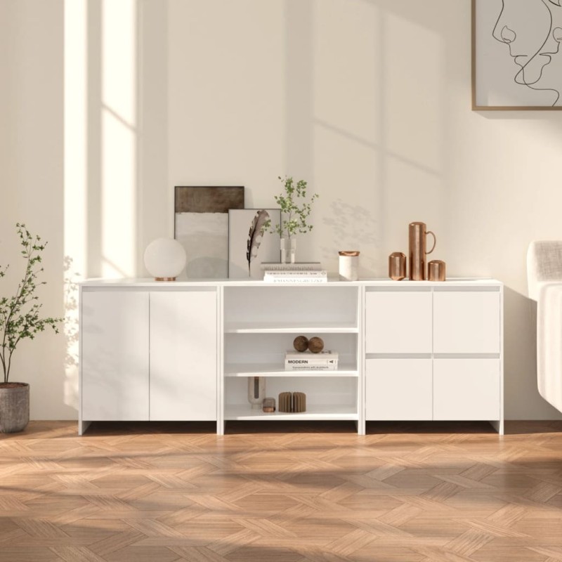 vidaXL 3-tlg. Sideboard Hochglanz-Weiß Holzwerkstoff vidaXL 3-tlg. Sideboard Hochglanz-Weiß Holzwerkstoff