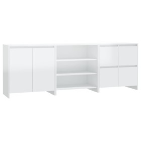 vidaXL 3-tlg. Sideboard Hochglanz-Weiß Holzwerkstoff