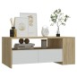 vidaXL Couchtisch Weiß Sonoma-Eiche 102x55x42 cm Holzwerkstoff vidaXL Couchtisch Weiß Sonoma-Eiche 102x55x42 cm Holzwerkstoff