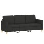 vidaXL 3-Sitzer-Sofa mit Hocker Schwarz 180 cm Stoff vidaXL 3-Sitzer-Sofa mit Hocker Schwarz 180 cm Stoff
