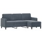 vidaXL 3-Sitzer-Sofa mit Hocker Dunkelgrau 180 cm Samt vidaXL 3-Sitzer-Sofa mit Hocker Dunkelgrau 180 cm Samt