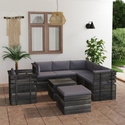 8-tlg. Garten-Sofagarnitur aus Paletten mit Kissen Kiefernholz