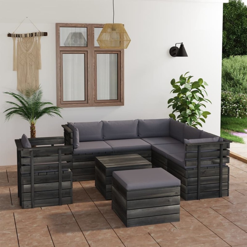 8-tlg. Garten-Sofagarnitur aus Paletten mit Kissen Kiefernholz 8-tlg. Garten-Sofagarnitur aus Paletten mit Kissen Kiefernholz