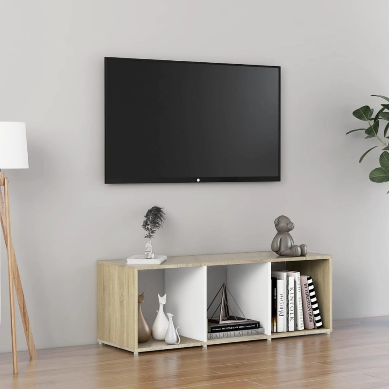vidaXL TV-Schrank Weiß und Sonoma-Eiche 107x35x37 cm Holzwerkstoff vidaXL TV-Schrank Weiß und Sonoma-Eiche 107x35x37 cm Holzwerkstoff