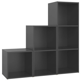vidaXL 3-tlg. TV-Schrank-Set Grau Holzwerkstoff