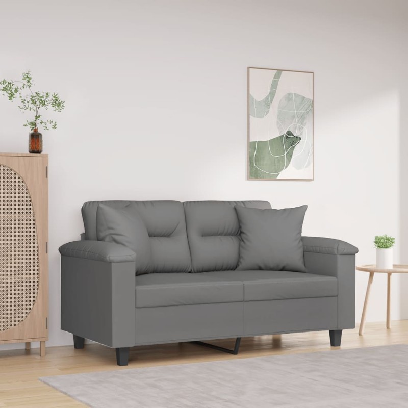 vidaXL 2-Sitzer-Sofa mit Kissen Dunkelgrau 120 cm Mikrofasergewebe vidaXL 2-Sitzer-Sofa mit Kissen Dunkelgrau 120 cm Mikrofasergewebe
