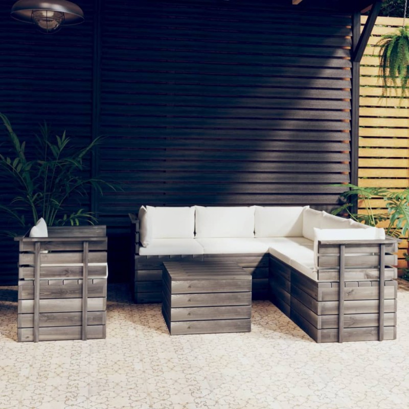 vidaXL 7-tlg. Garten-Sofagarnitur aus Paletten mit Kissen Kiefernholz vidaXL 7-tlg. Garten-Sofagarnitur aus Paletten mit Kissen Kiefernholz