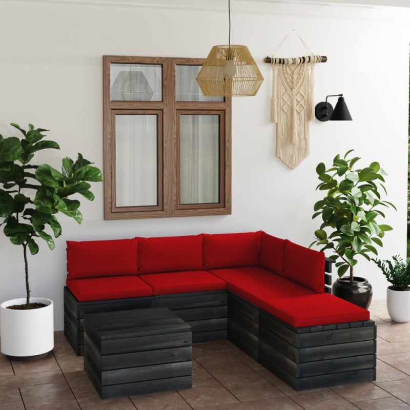 6-tlg. Garten-Sofagarnitur aus Paletten mit Kissen Kiefernholz 6-tlg. Garten-Sofagarnitur aus Paletten mit Kissen Kiefernholz
