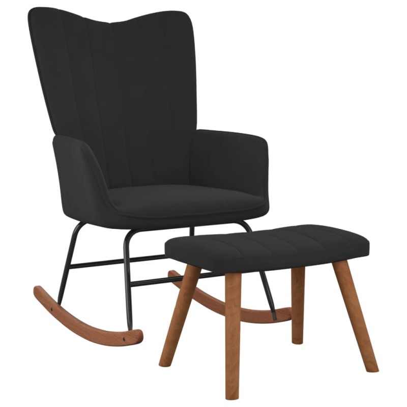 vidaXL Schaukelstuhl mit Hocker Samt Schwarz vidaXL Schaukelstuhl mit Hocker Samt Schwarz