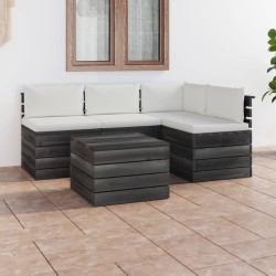 5-tlg. Garten-Sofagarnitur aus Paletten mit Kissen Kiefernholz