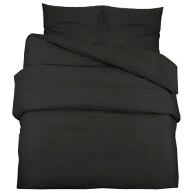 vidaXL Bettwäsche-Set Schwarz 260x240 cm Baumwolle
