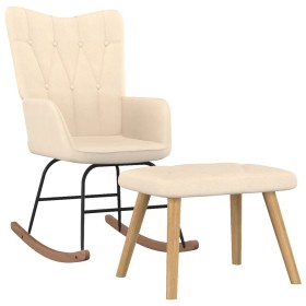 vidaXL Schaukelsessel mit Hocker Creme Stoff