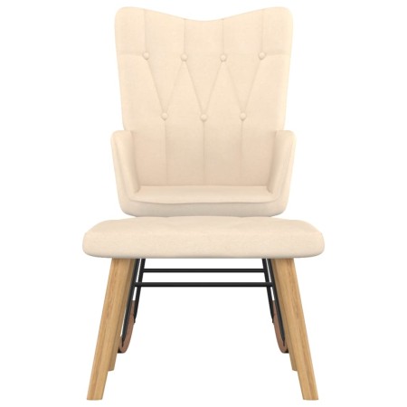 vidaXL Schaukelsessel mit Hocker Creme Stoff