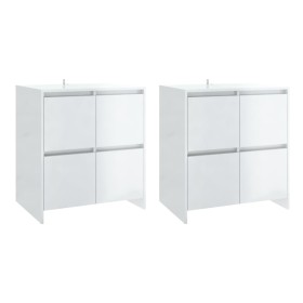 vidaXL Sideboards 2 Stk. Hochglanz-Weiß 70x41x75 cm Holzwerkstoff