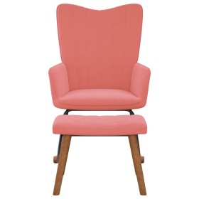 vidaXL Schaukelstuhl mit Hocker Samt Rosa