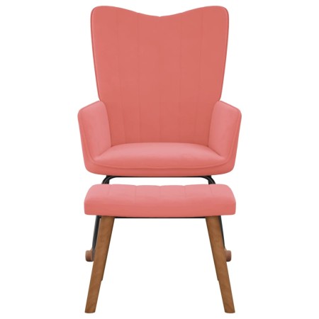 vidaXL Schaukelstuhl mit Hocker Samt Rosa