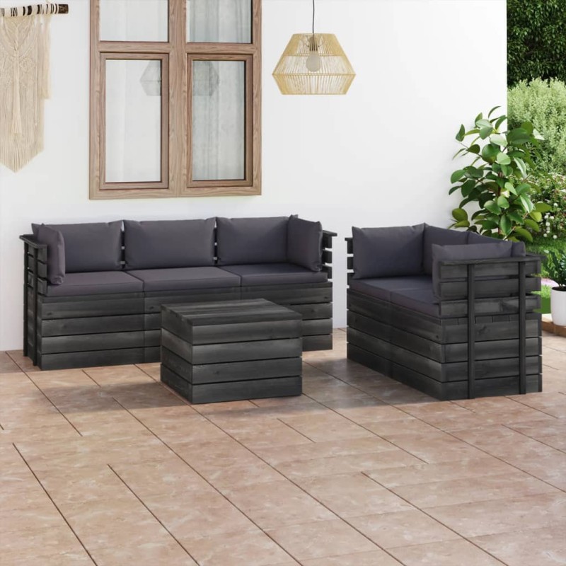 6-tlg. Garten-Sofagarnitur aus Paletten mit Kissen Kiefernholz 6-tlg. Garten-Sofagarnitur aus Paletten mit Kissen Kiefernholz